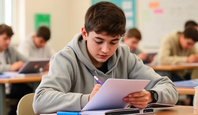 Sınav kaygısı ile baş etmeye çalışan öğrenci