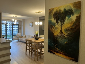 Klinik görüşme odasından sıcak ve sade bir köşe