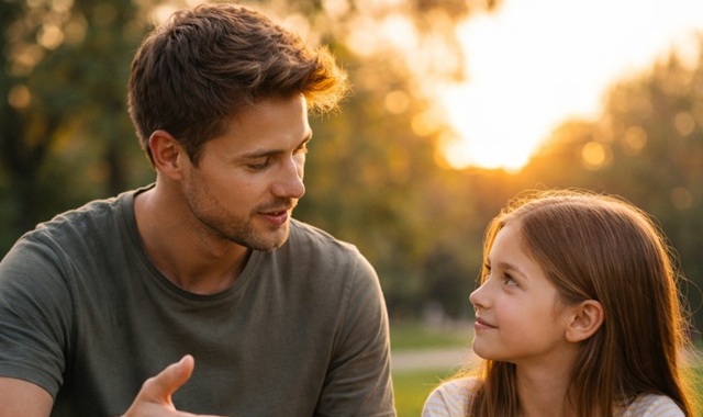 Aile içinde baba-çocuk etkileşimini gösteren sıcak bir an