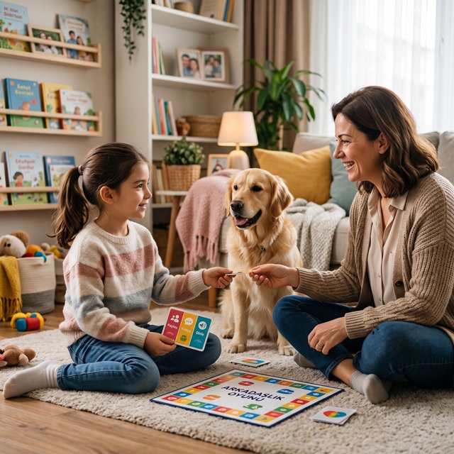 Okul bahçesinde yalnız hisseden çocuğa şefkatle eşlik eden ebeveyn