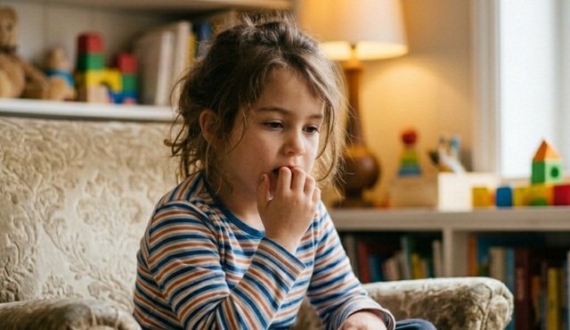 Çocuklarda tırnak yeme davranışına eşlik eden duygusal gerilimi anlatan görsel