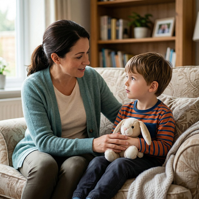 Kayıp yaşayan çocuğun ebeveyniyle güvenli ve sakin konuşma anı