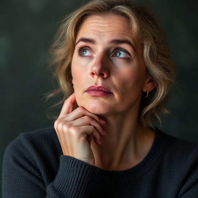 Uzun süredir iyi hissetmeyen, düşünceli bir kadın